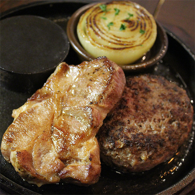 岩中豚の塩麹グリル&自家製和牛ハンバーグ